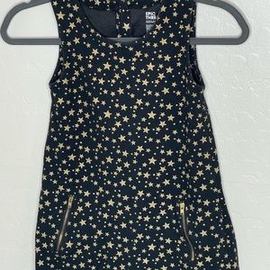 Epic Threads Girl’s Black Knit Shift Dress with gold stars, Size Small